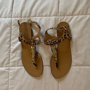 tan cheetah print size 6.5 sandals worn twice